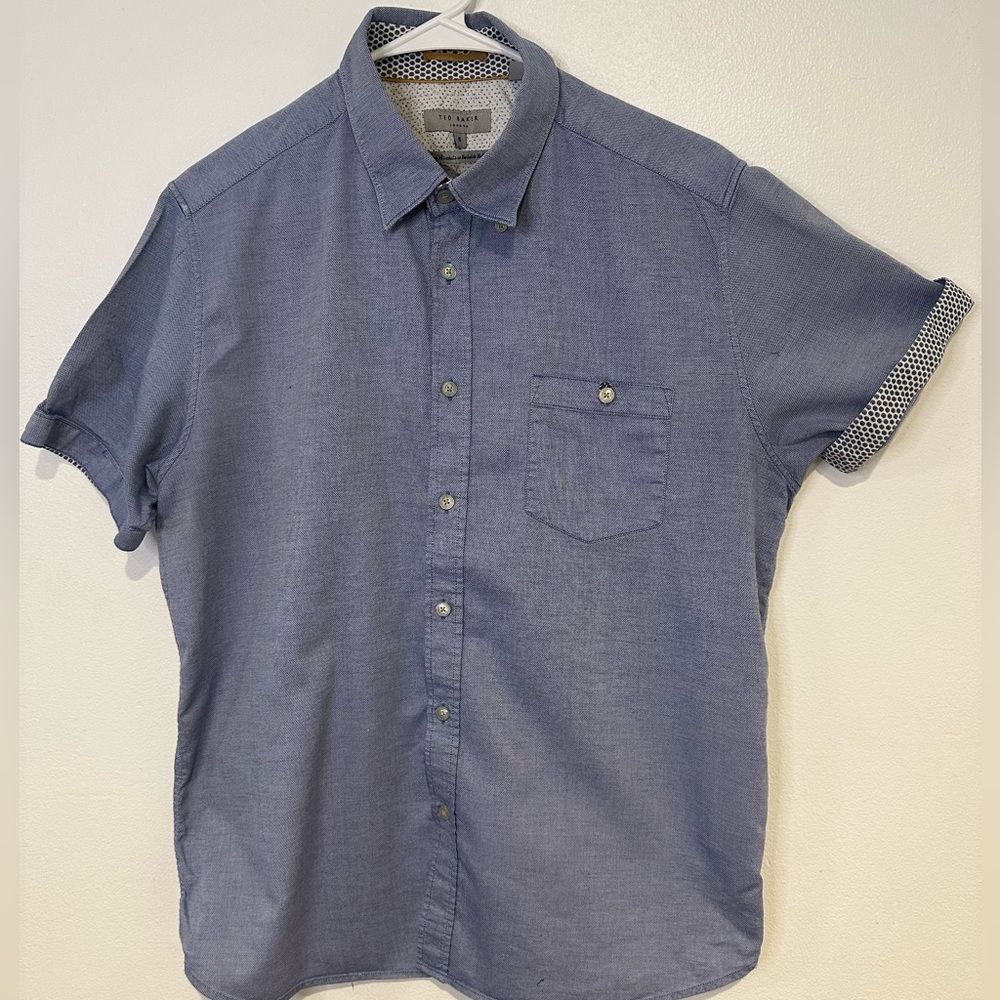 Light worn red baker short tee button down